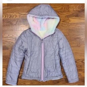 SO Gray and Pink Reversible Puffer Jacket with Quilted size 10/12